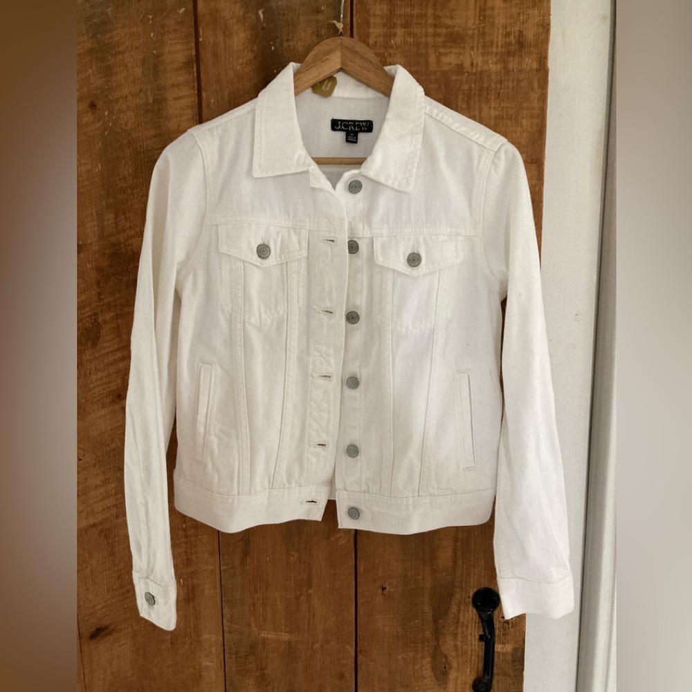 New j crew denim jacket white size xs
